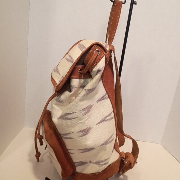 Boutique Brand DRIFTLESS STYLE Print Tan Denim w Tan Nubuck Leather Backpack main image 8